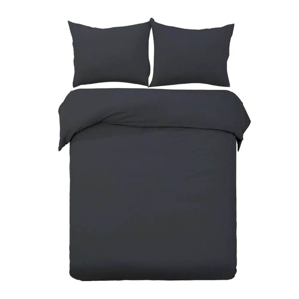 Black Super King Quilt Set, Breathable, Microfibre - Giselle Bedding