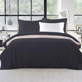 Black Super King Quilt Set, Breathable, Microfibre - Giselle Bedding