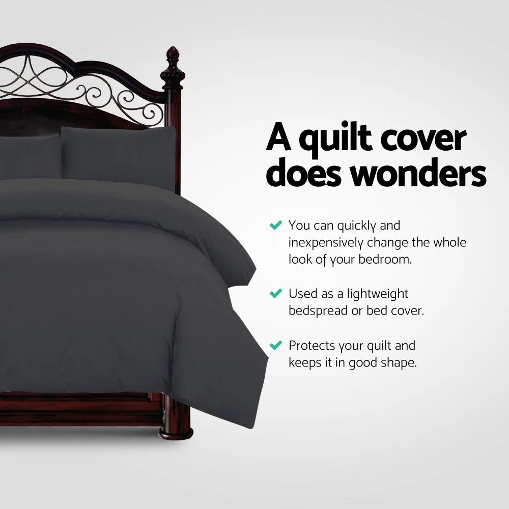 Black Super King Quilt Set, Breathable, Microfibre - Giselle Bedding