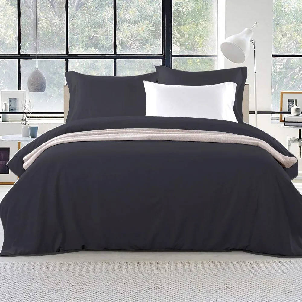 Black Super King Quilt Set, Breathable, Microfibre - Giselle Bedding