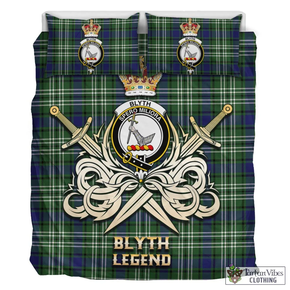 Blyth Tartan Bedding Set with Clan Crest and the Golden Sword of Courageous Legacy