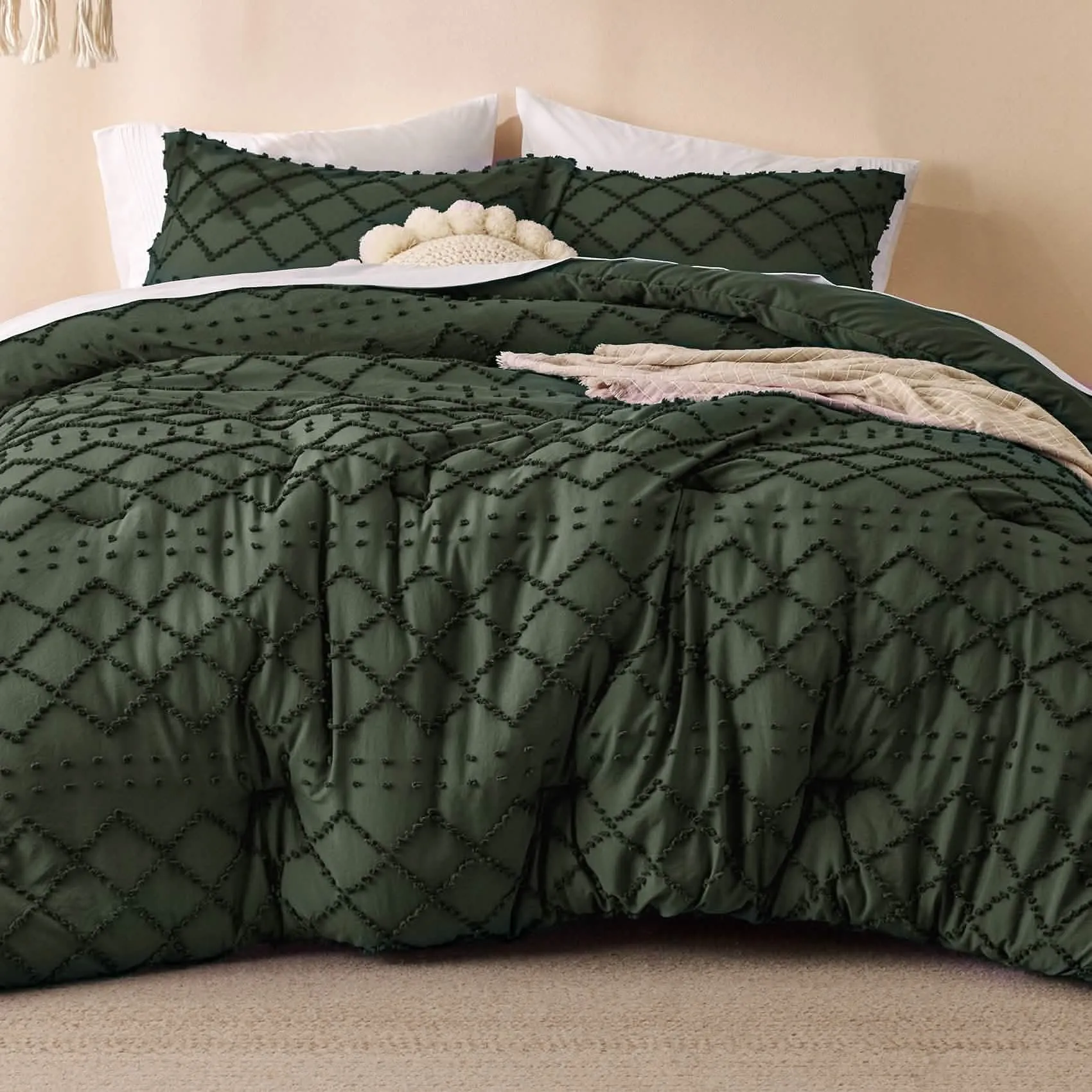 Boho Tufted Embroidery Comforter Set