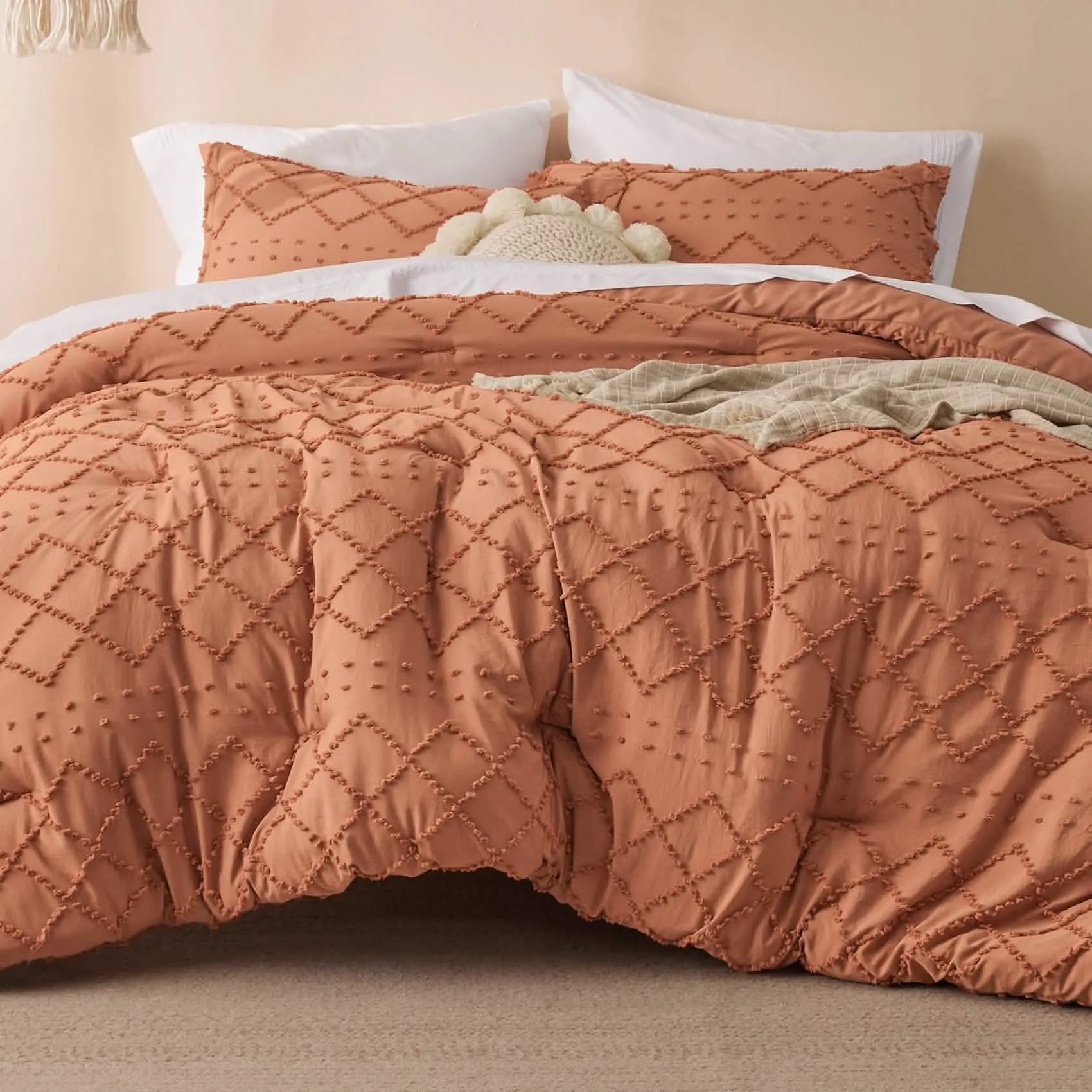 Boho Tufted Embroidery Comforter Set