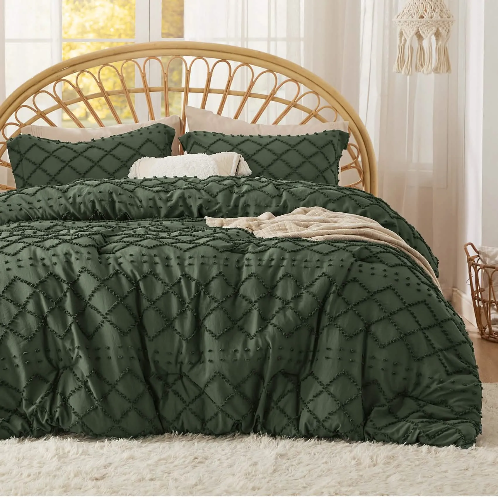 Boho Tufted Embroidery Comforter Set