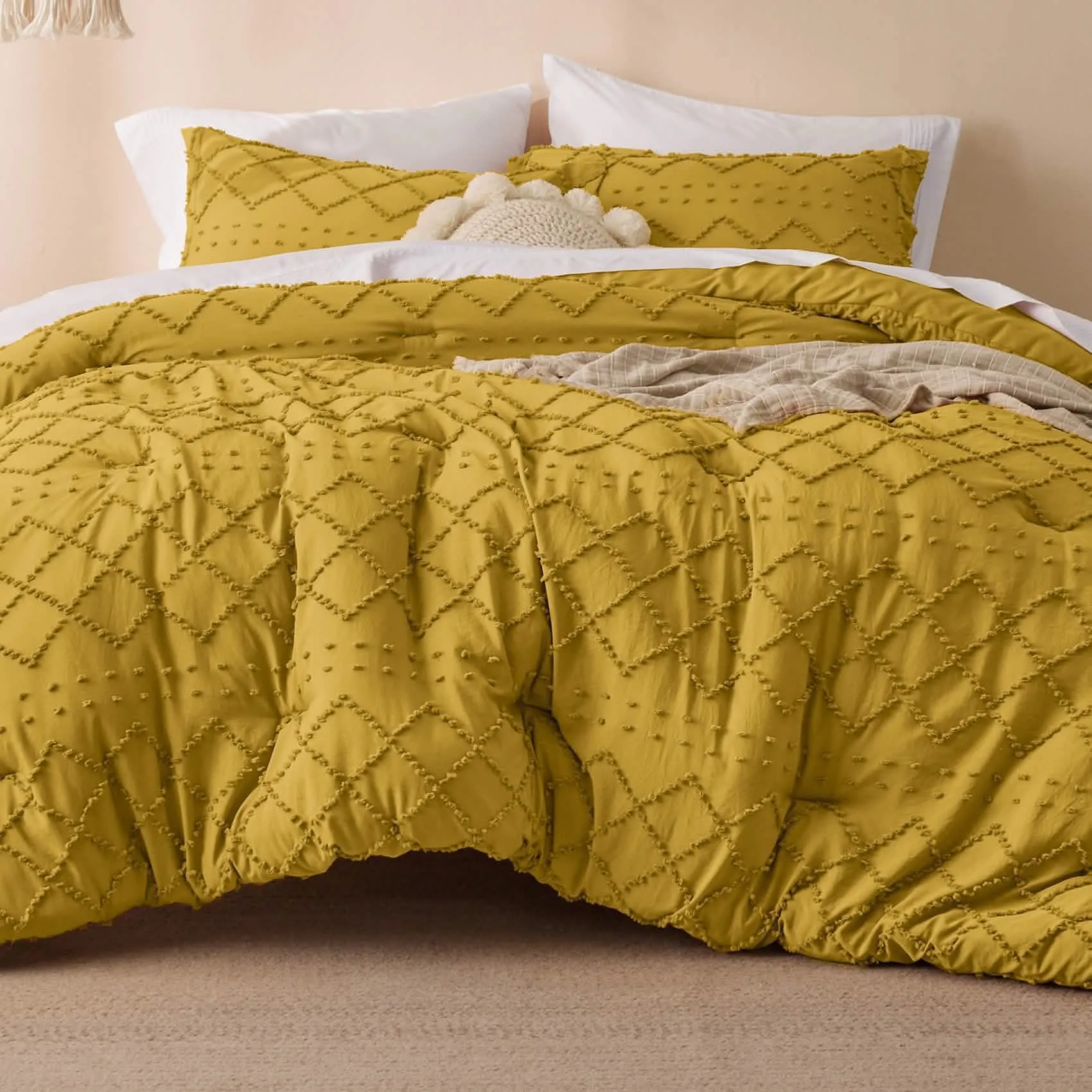 Boho Tufted Embroidery Comforter Set