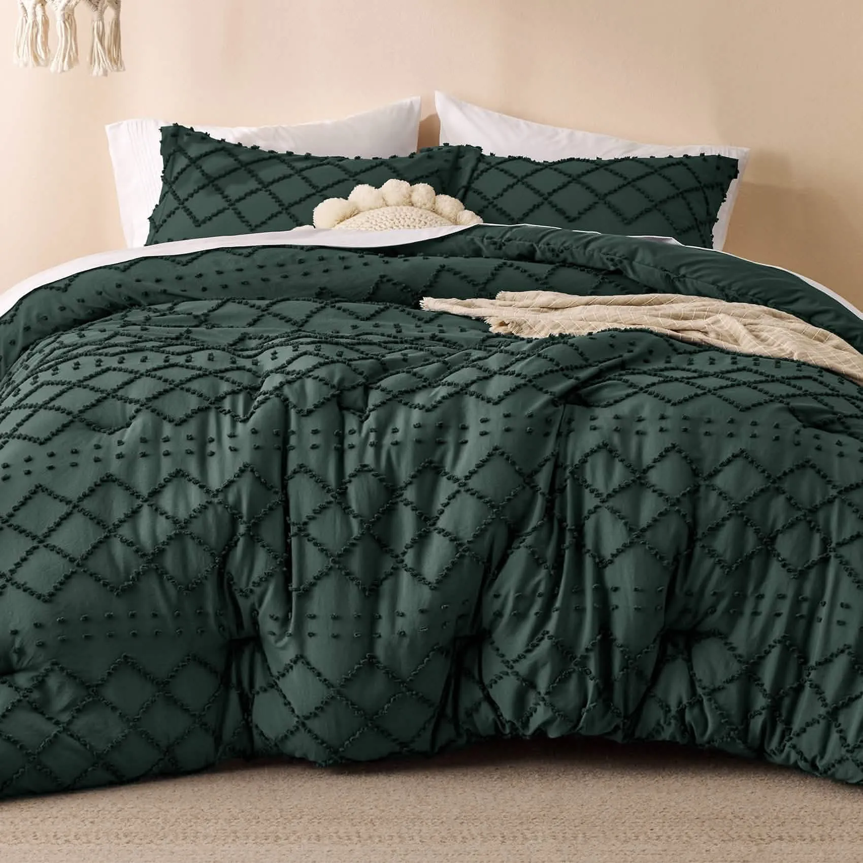 Boho Tufted Embroidery Comforter Set