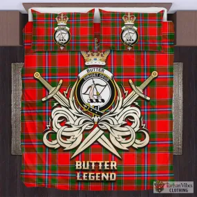 Butter Tartan Bedding Set with Clan Crest and the Golden Sword of Courageous Legacy