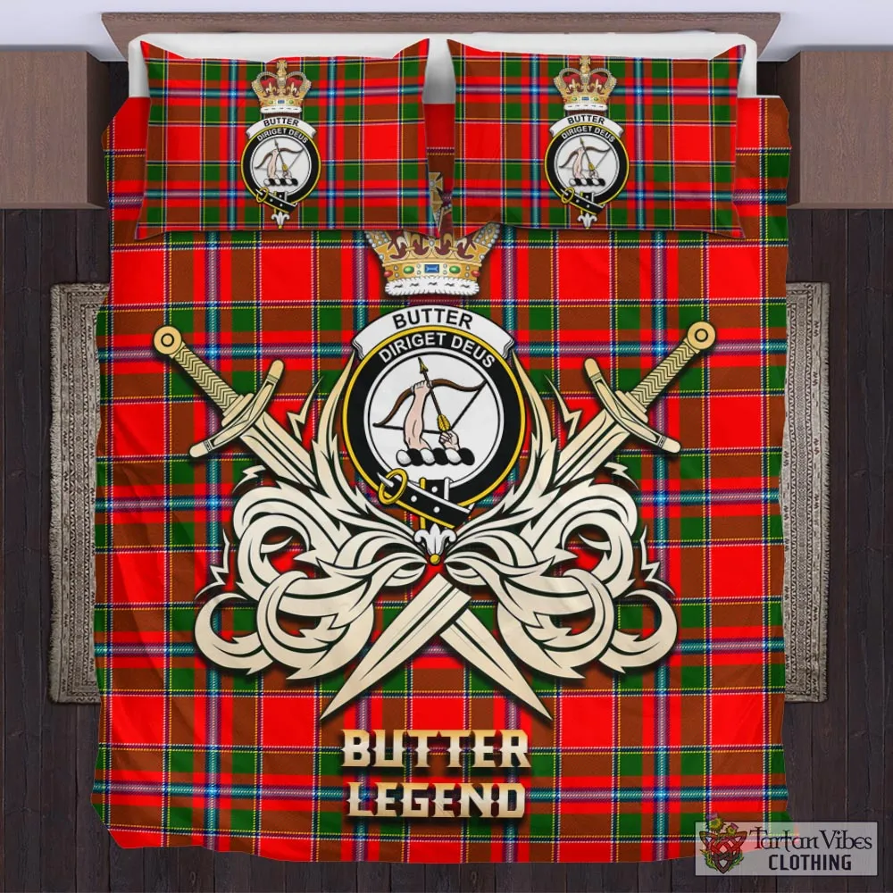 Butter Tartan Bedding Set with Clan Crest and the Golden Sword of Courageous Legacy