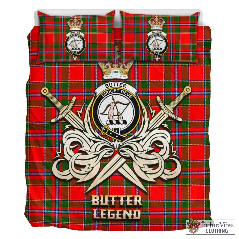 Butter Tartan Bedding Set with Clan Crest and the Golden Sword of Courageous Legacy