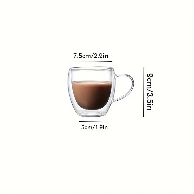 CAFE' 10pcs Double-layer Glass Cup Insulated With Handle 250ml