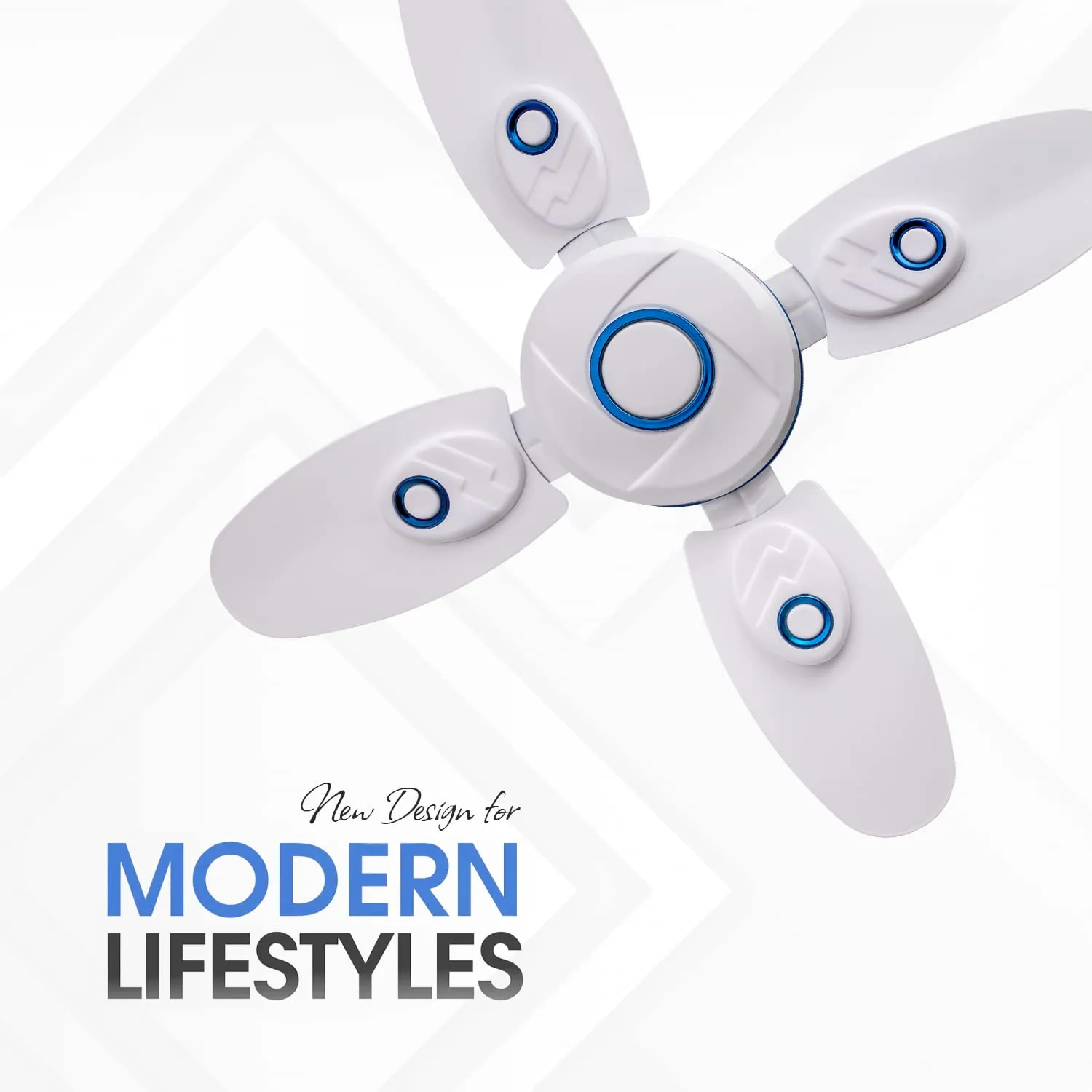 Candes Nexo 600 mm 24 Inch Ultra High Speed 4 Blade Ceiling Fan (White Blue)