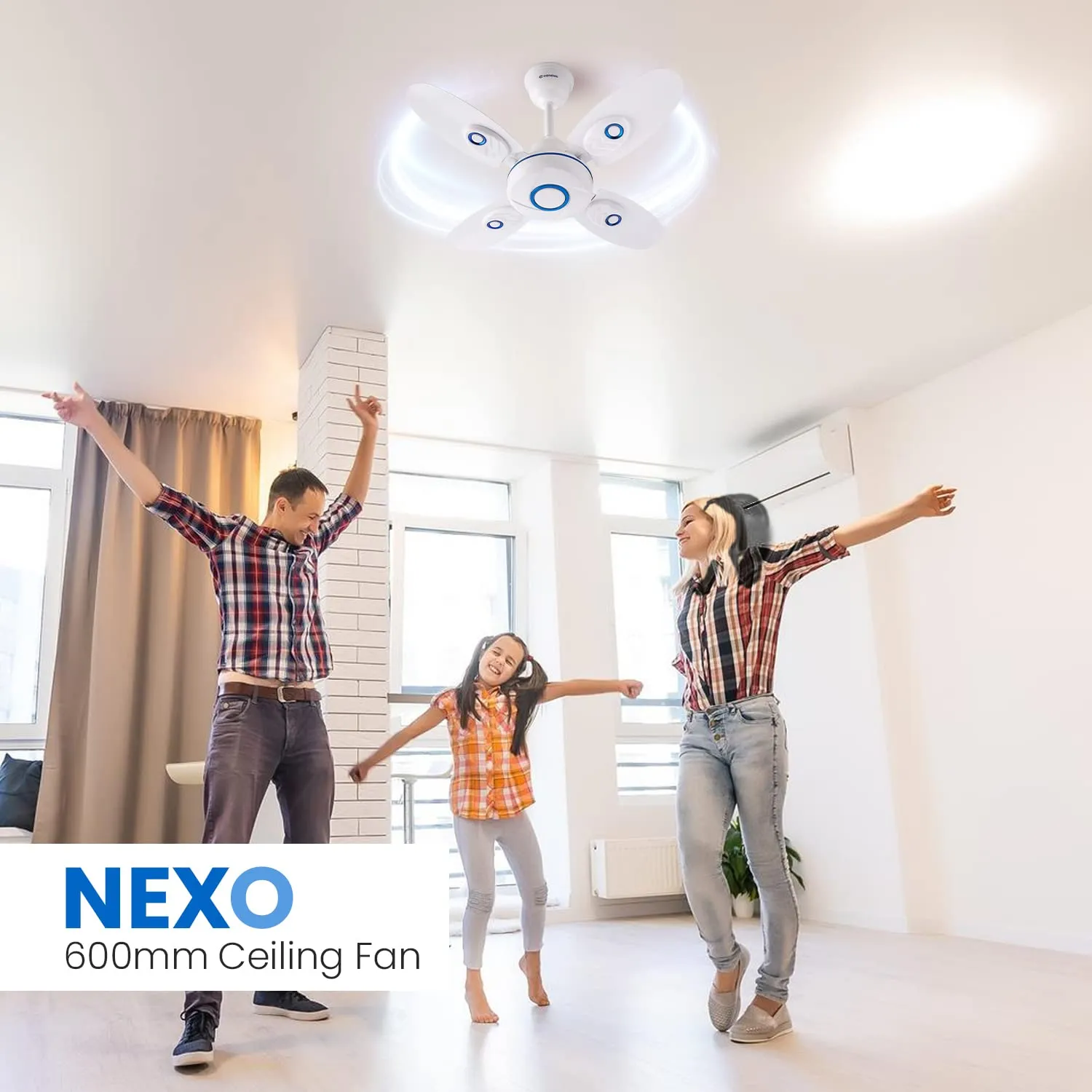 Candes Nexo 600 mm 24 Inch Ultra High Speed 4 Blade Ceiling Fan (White Blue)