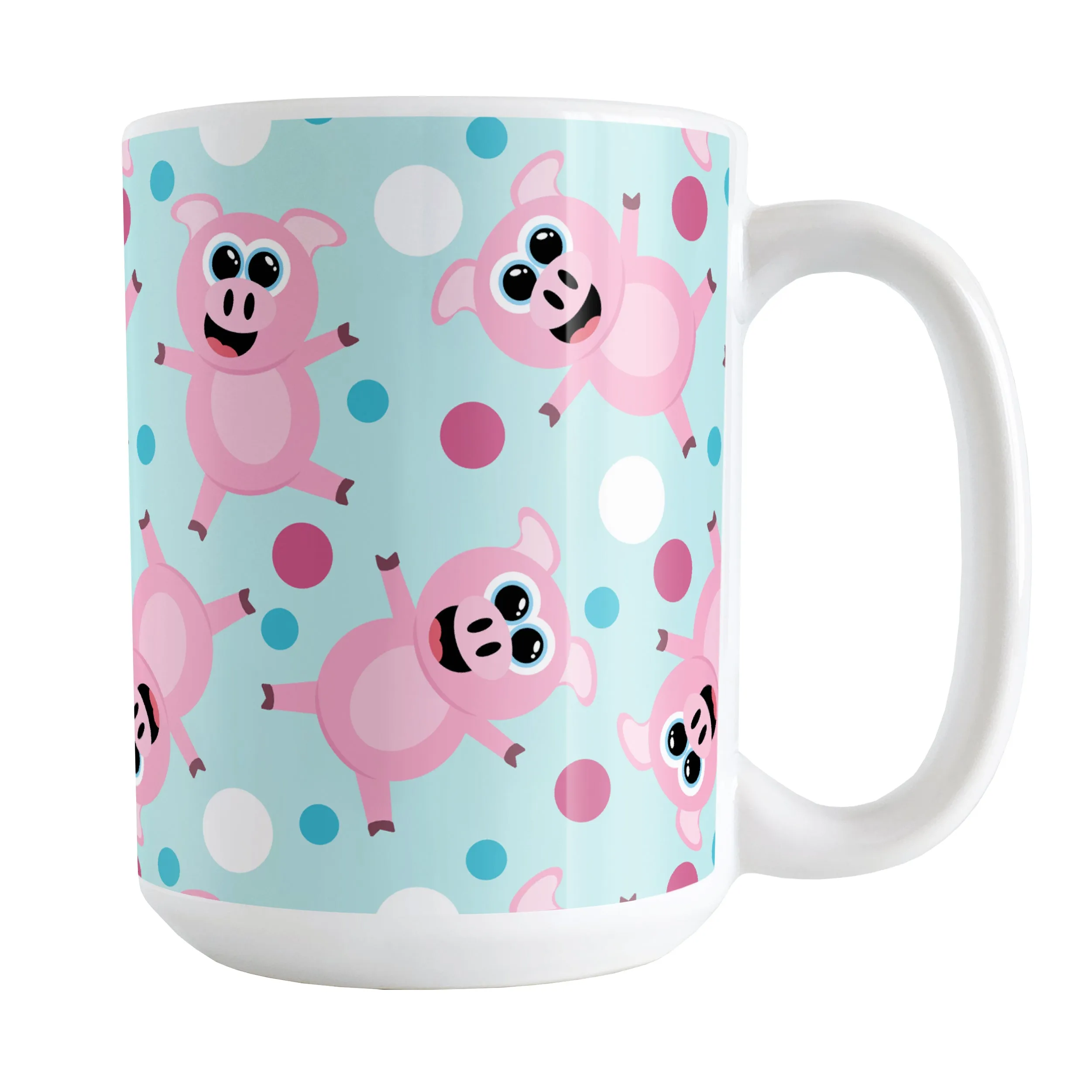 Cartoon Pink and Blue Pattern - Cute Pig Mug