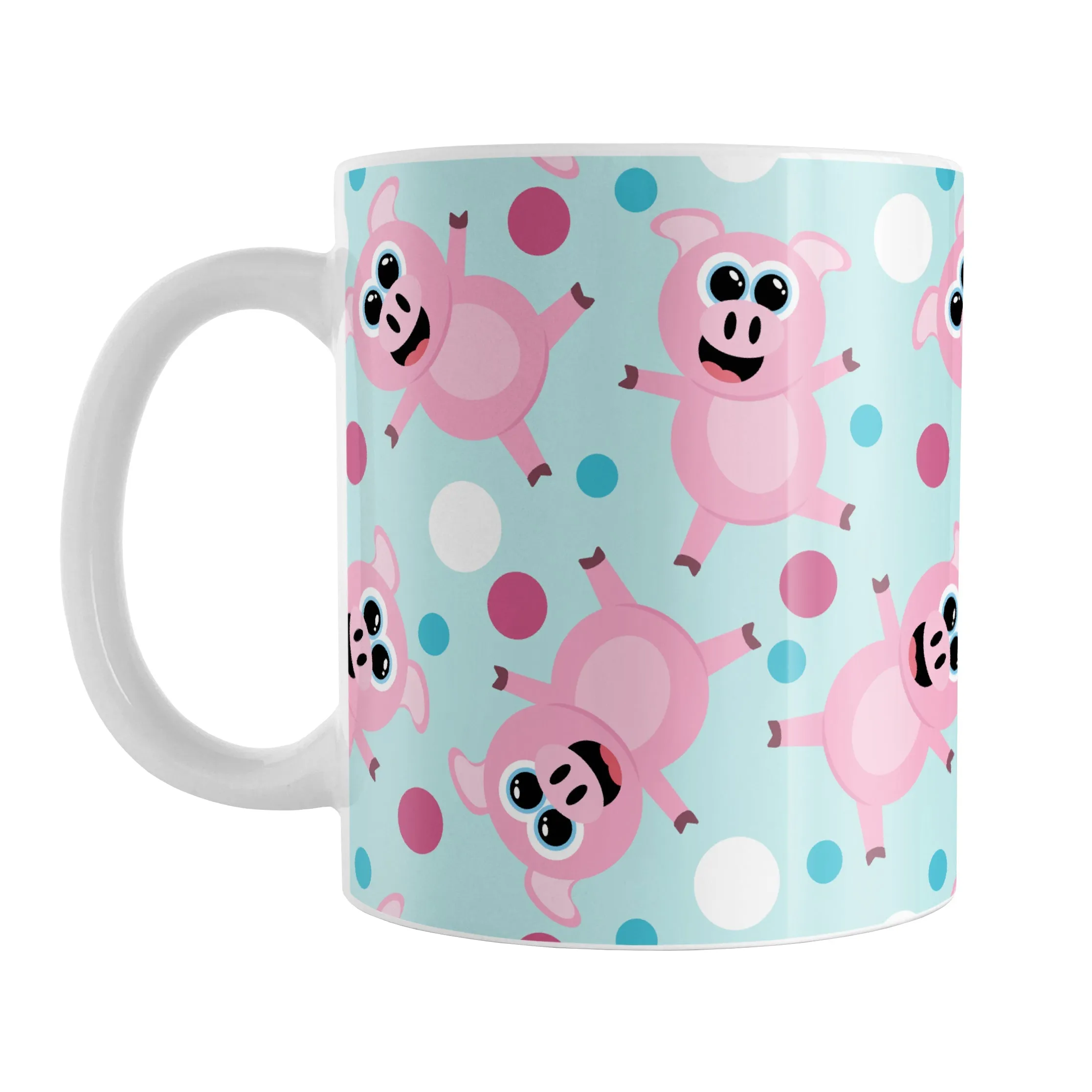 Cartoon Pink and Blue Pattern - Cute Pig Mug