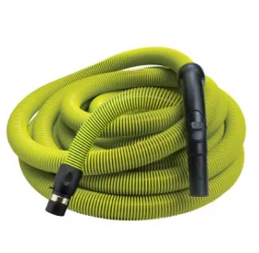 Central Vacuum Garage Hose - 1 1/4" (32 mm) diameter - Lime - Black Plastic Curved Handle (30Ft,50Ft)