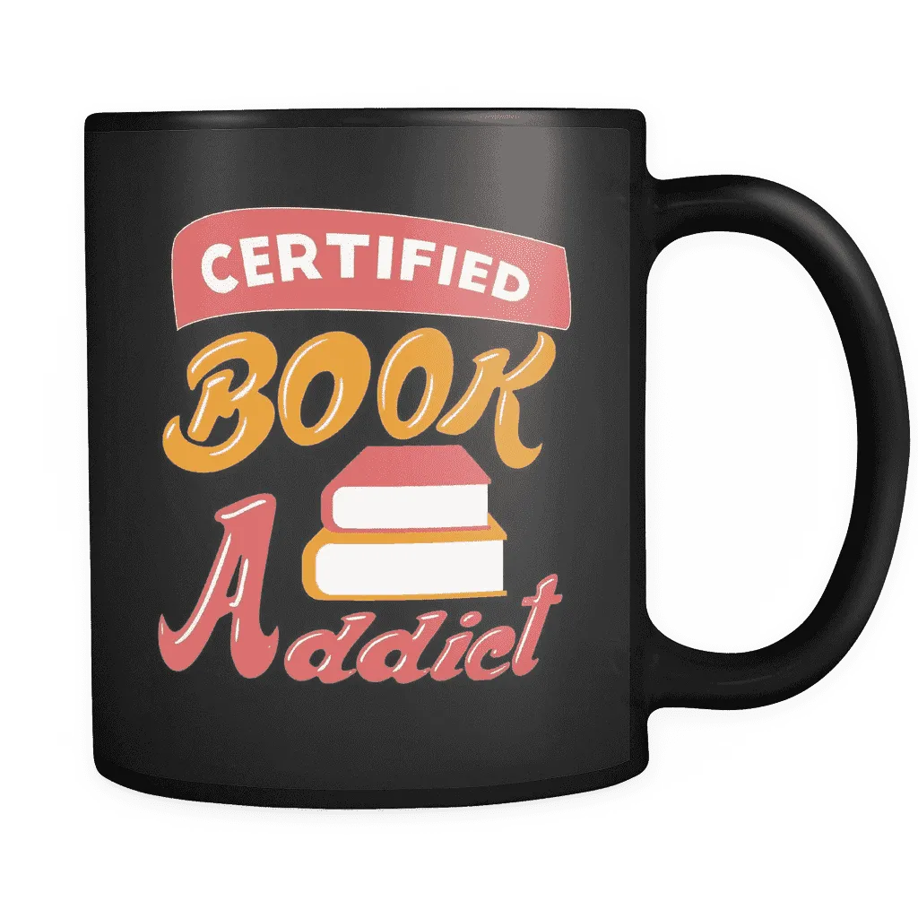 Certified Book Addict Black Mug