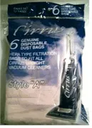 Cirrus Style A Upright Vacuum Bags - 6 Pack PART # C-14000