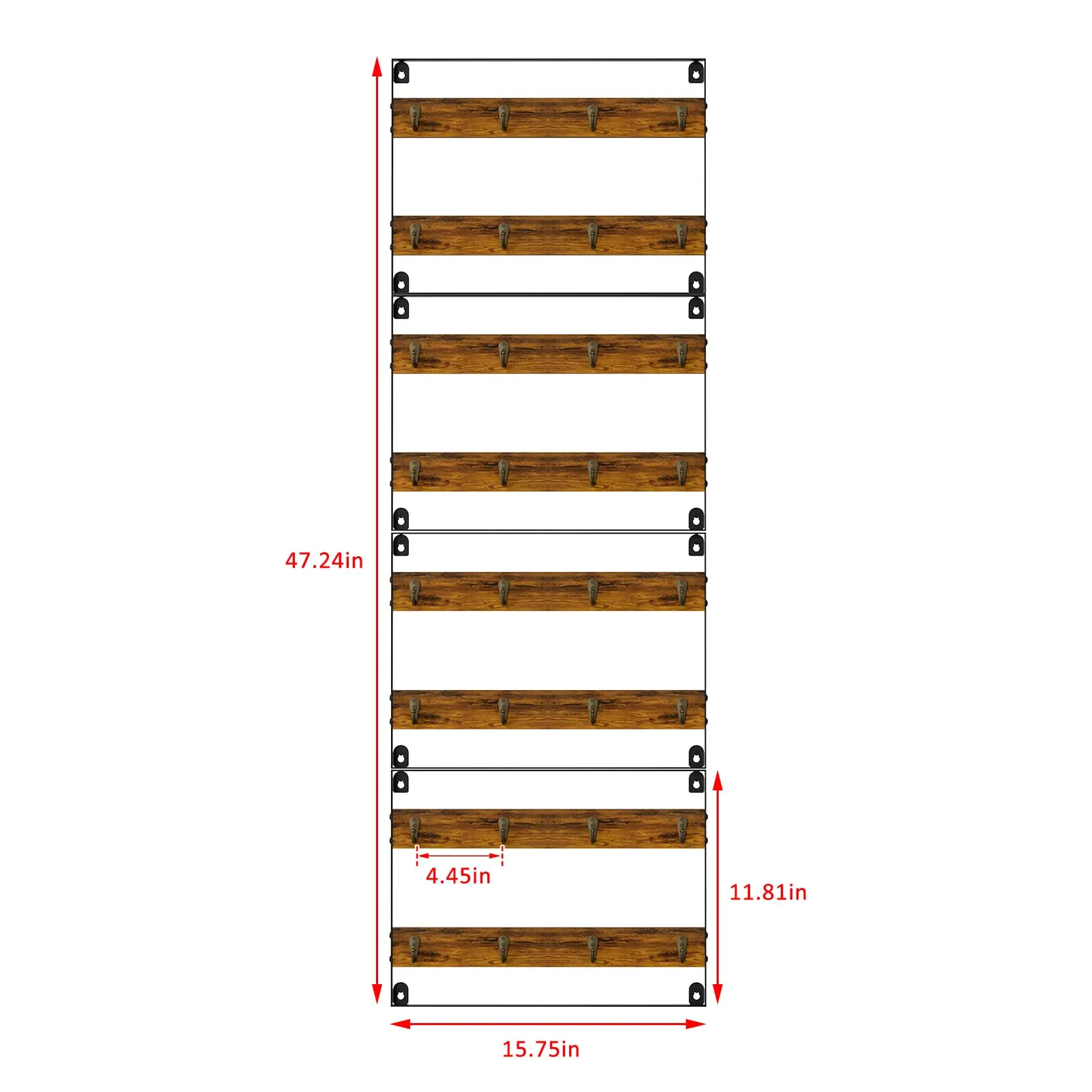 Coffee Mug Rack Shelf Storage - Coffee Cup Holder Wall Mount Up to Hold 32 Mugs (4Pack), Rustic Wood Coffee Mug Holder Organizer Wall Mount Display Shelf for Kitchen, Home, Coffee Bar, Office