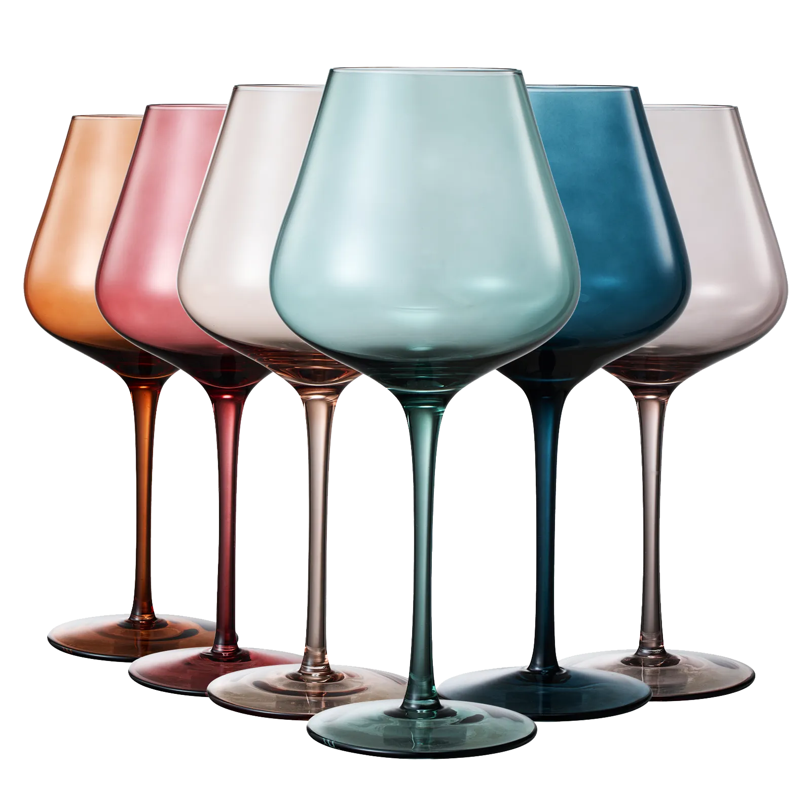 Colored Crystal Wine Glass Set of 6, Gift For Hosting, Her, Wife, Mom Friend - Large 20 oz Glasses, Unique Italian Style Tall Drinkware - Red & White, Dinner, Color Beautiful Glassware - (Pastel) by The Wine Savant