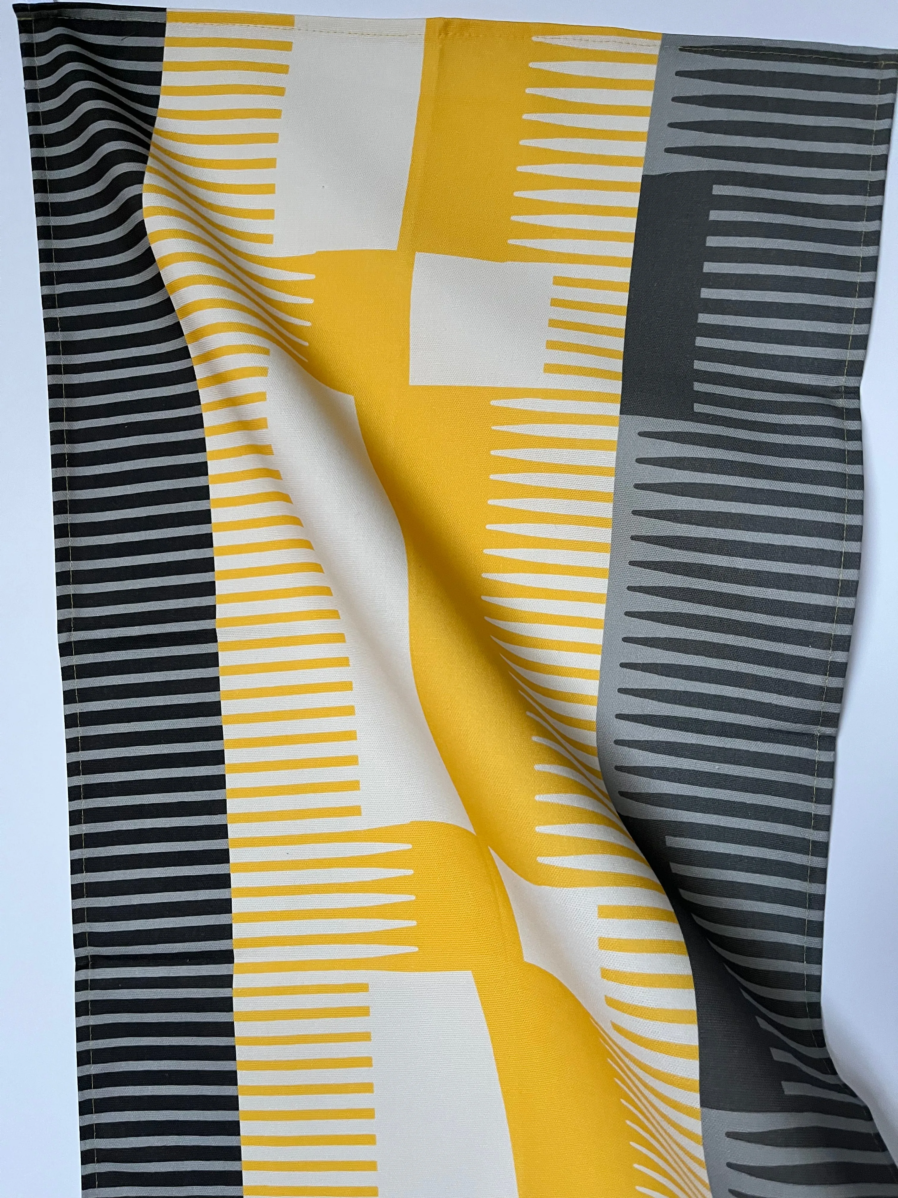 Combed Stripe Tea Towel - Yellow   Black