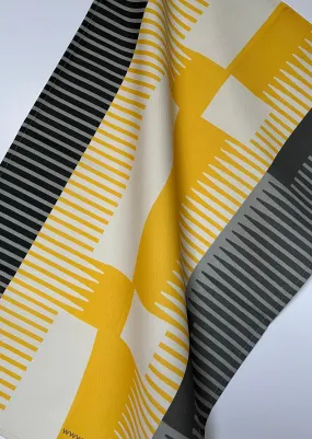 Combed Stripe Tea Towel - Yellow   Black