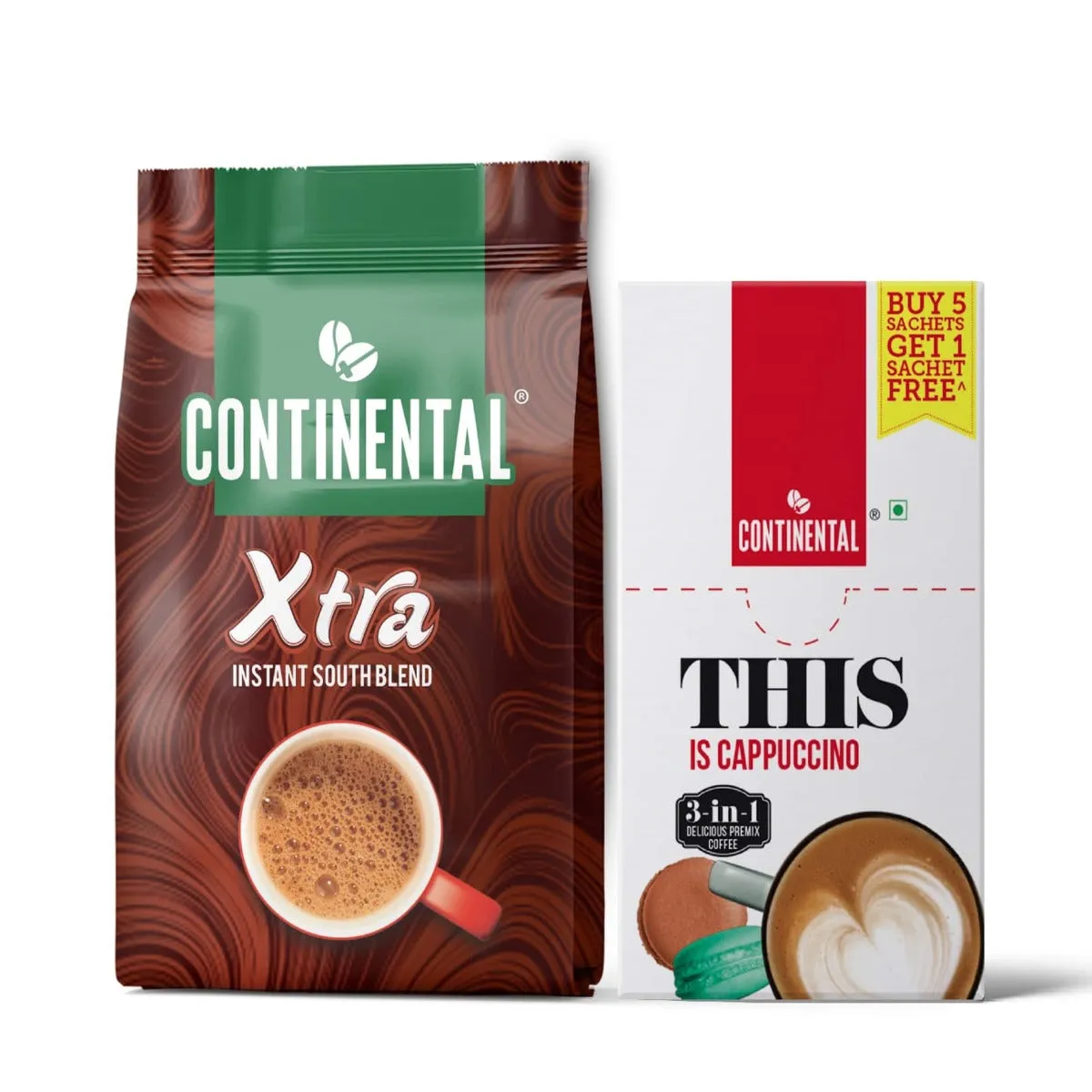 Continental Xtra Instant Coffee 200g Pouch   Continental This Cappuccino 3-in-1 Premix Coffee Powder - Single Box ( 22g*6 Sachets )