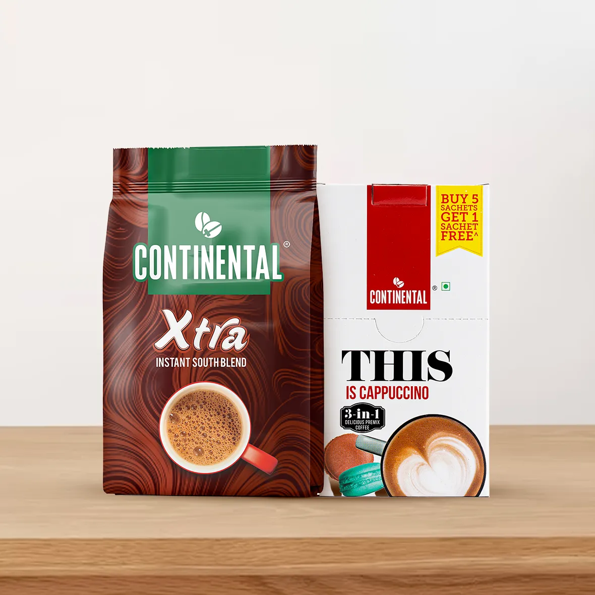 Continental Xtra Instant Coffee 200g Pouch   Continental This Cappuccino 3-in-1 Premix Coffee Powder - Single Box ( 22g*6 Sachets )