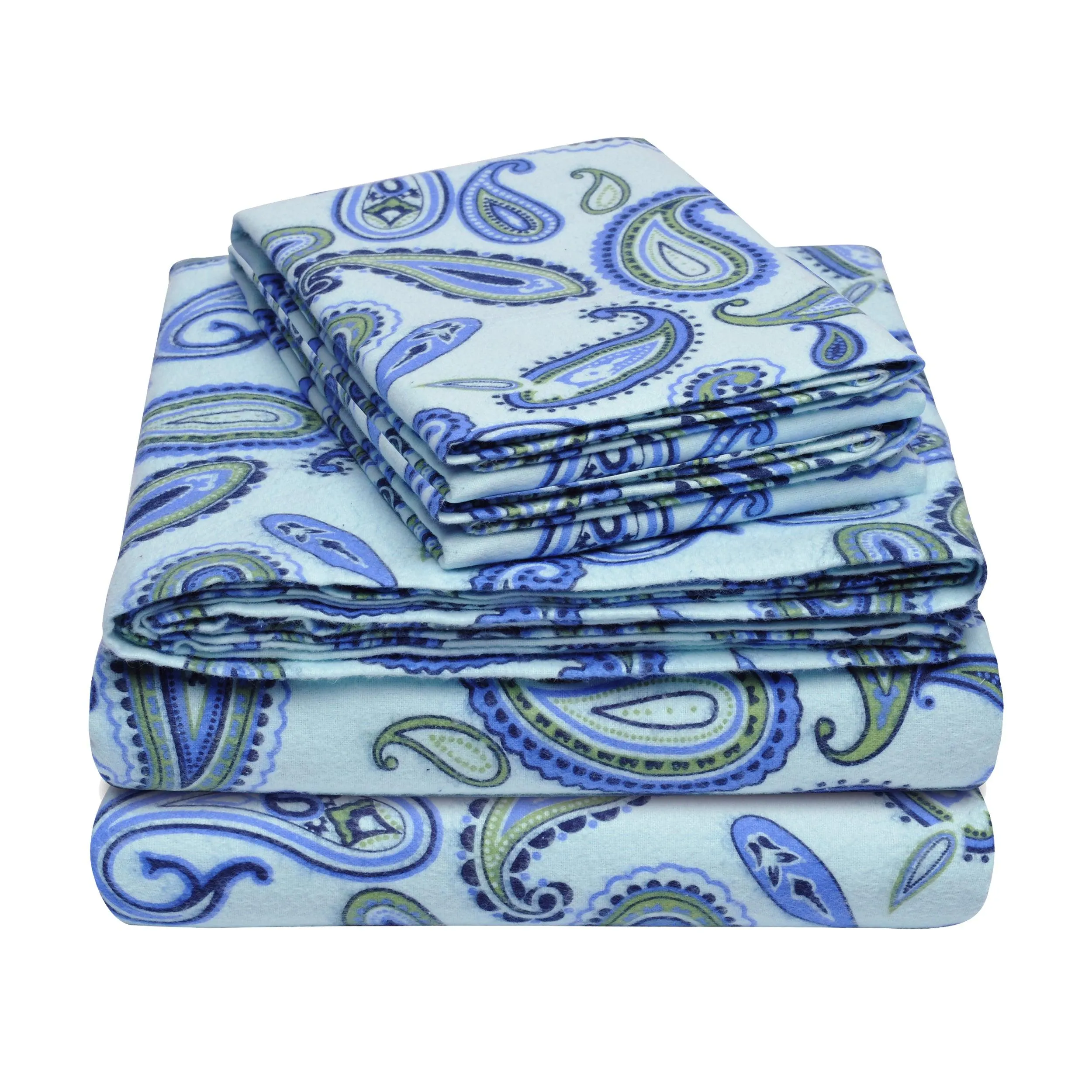 Cotton Flannel Floral Paisley Deep Pocket Bed Sheet Set