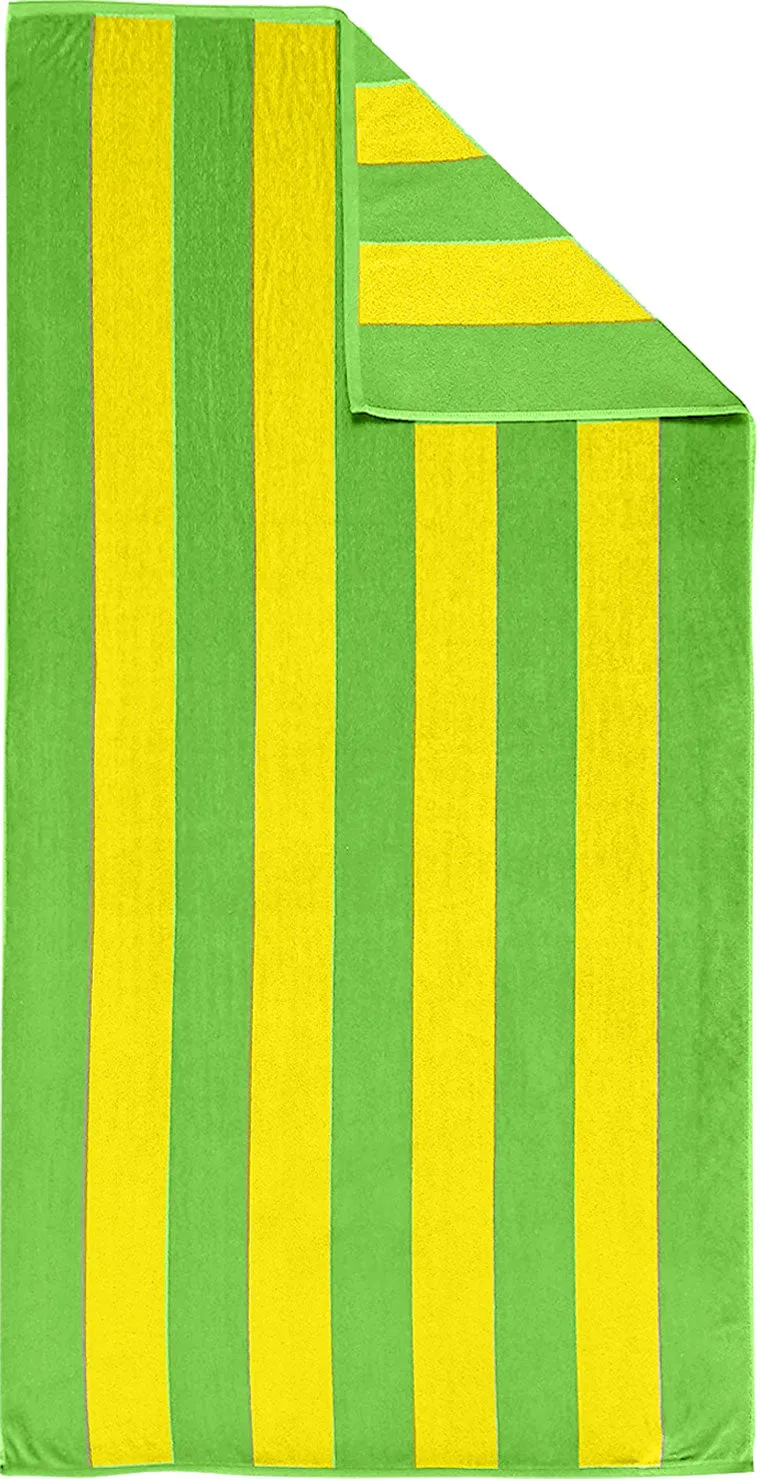 Cotton Velour Beach Towel, 2 Tone Stripes