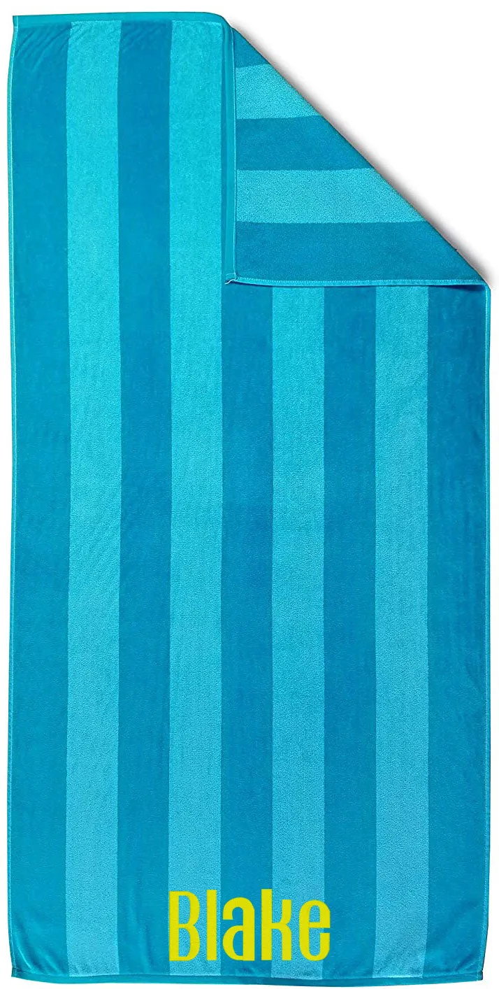 Cotton Velour Beach Towel, 2 Tone Stripes