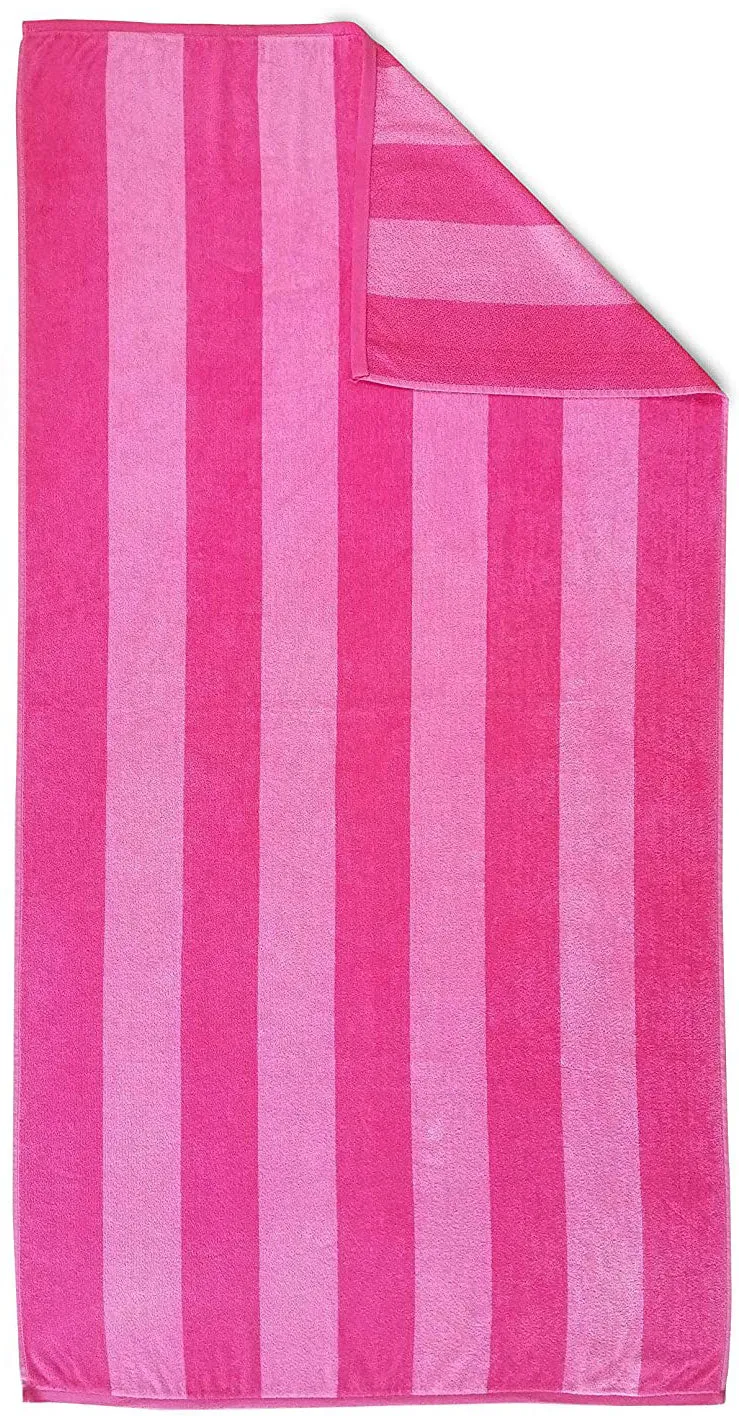 Cotton Velour Beach Towel, 2 Tone Stripes