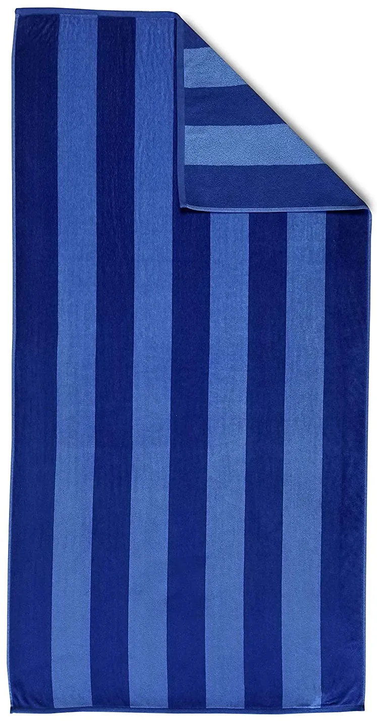 Cotton Velour Beach Towel, 2 Tone Stripes