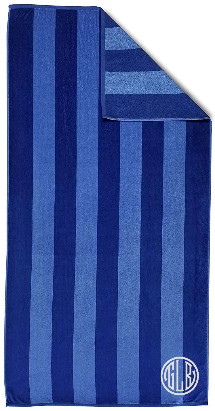 Cotton Velour Beach Towel, 2 Tone Stripes