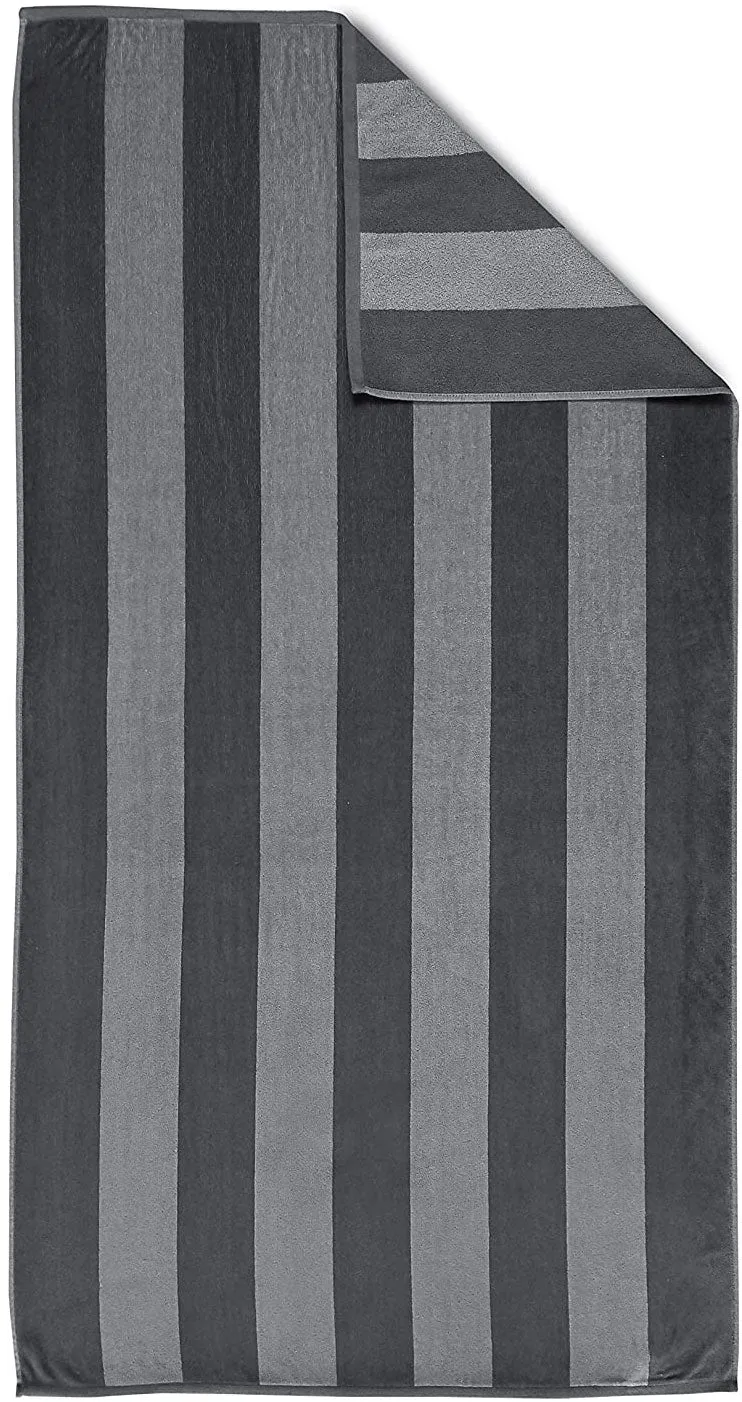 Cotton Velour Beach Towel, 2 Tone Stripes