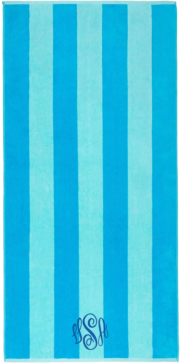 Cotton Velour Beach Towel, 2 Tone Stripes