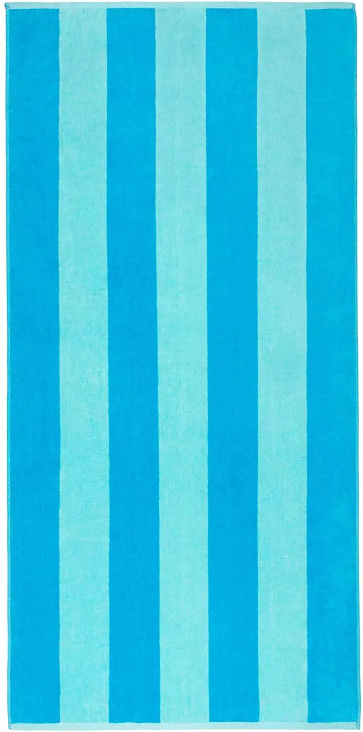 Cotton Velour Beach Towel, 2 Tone Stripes