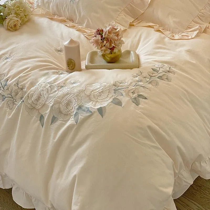 Cream Embroidery Duvet Set