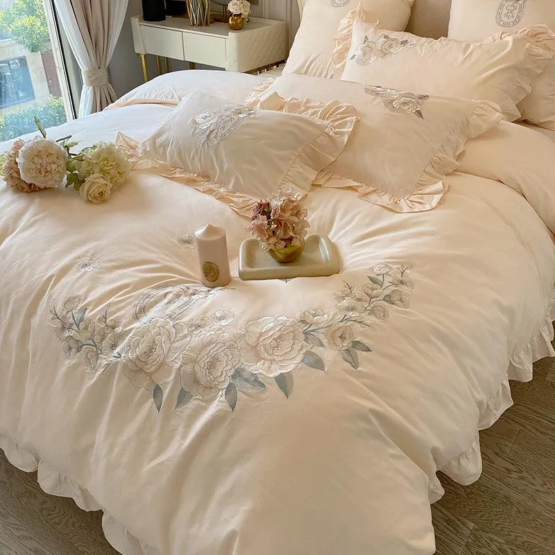 Cream Embroidery Duvet Set