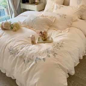 Cream Embroidery Duvet Set