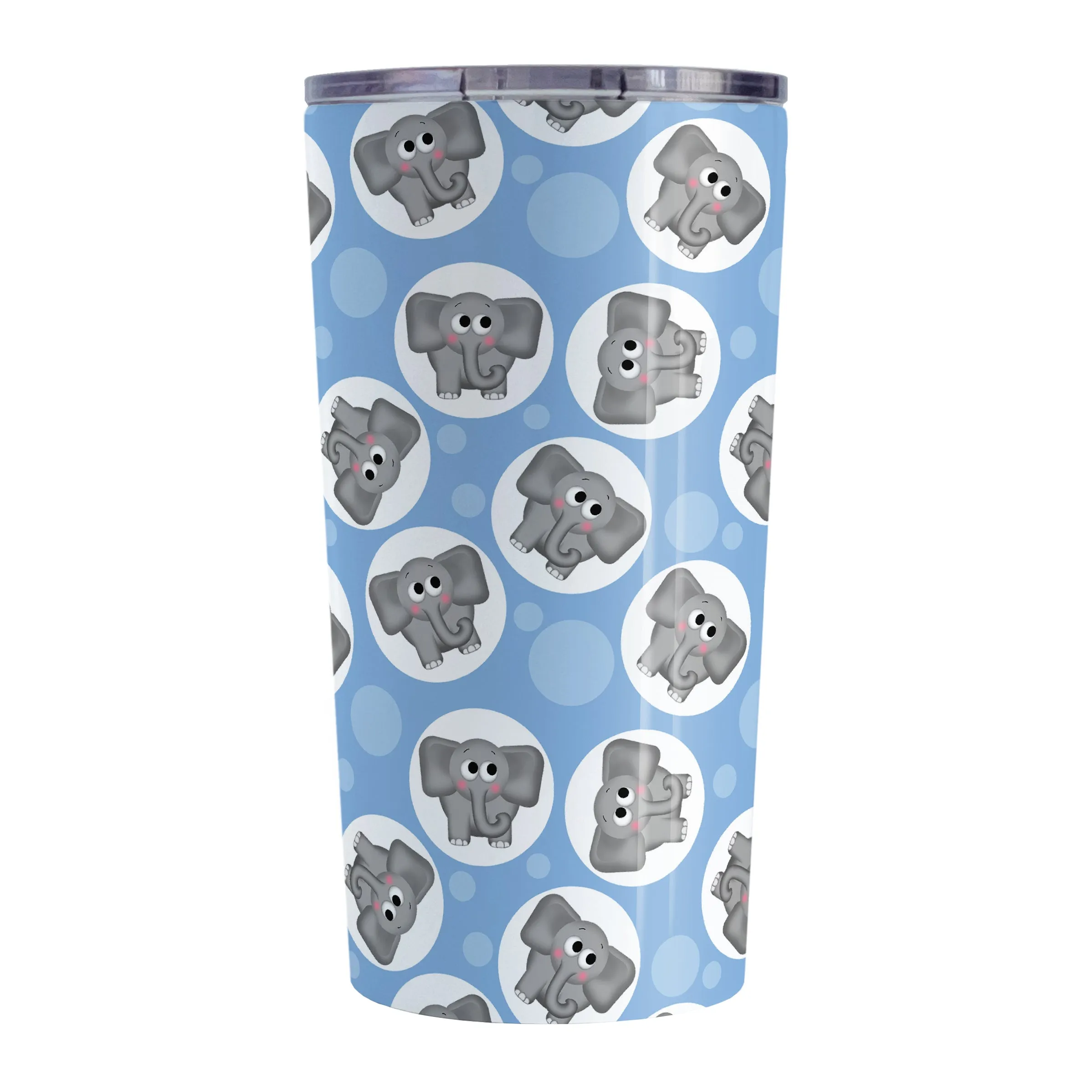 Cute Blue Elephant Pattern Tumbler Cup