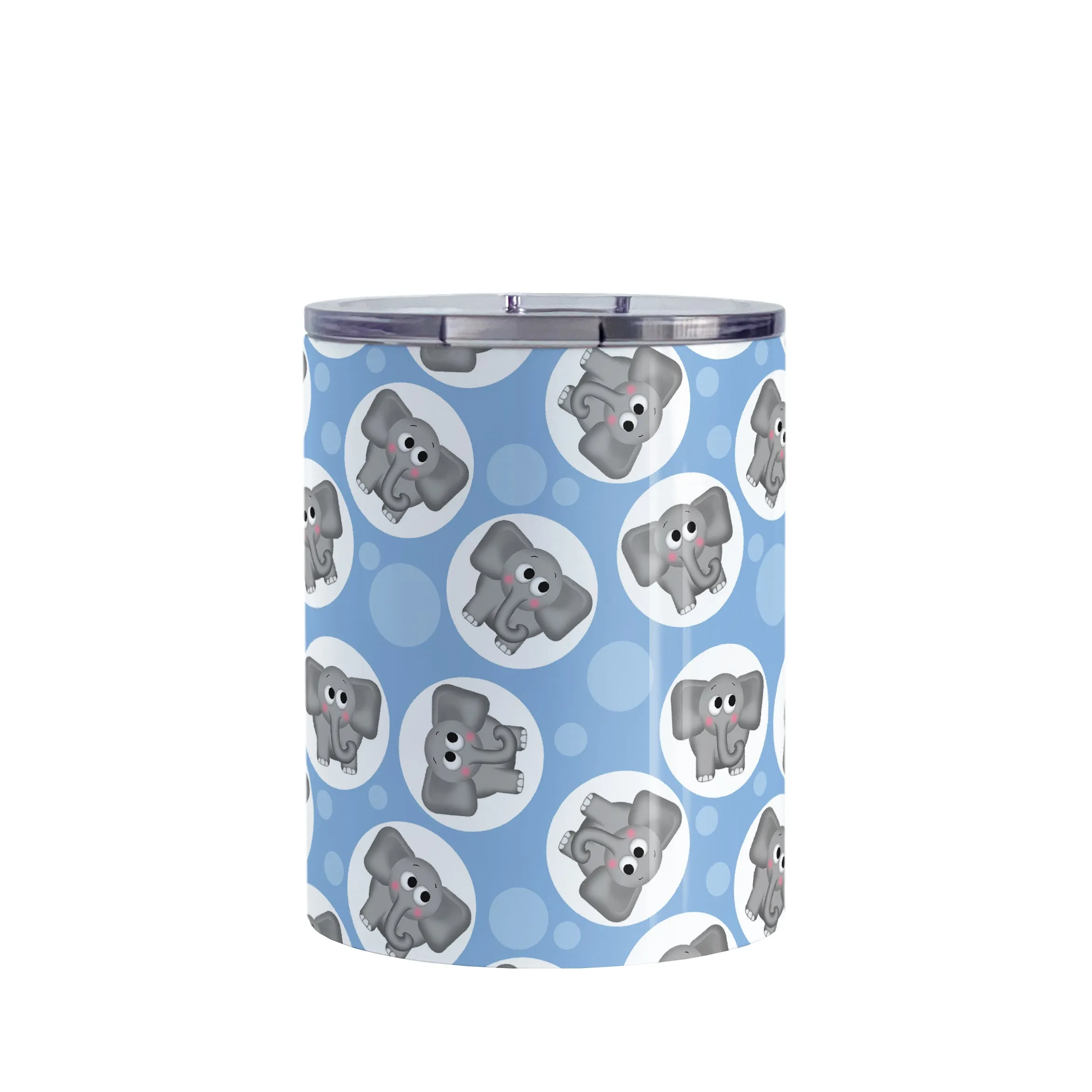 Cute Blue Elephant Pattern Tumbler Cup