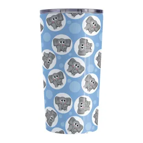 Cute Blue Elephant Pattern Tumbler Cup