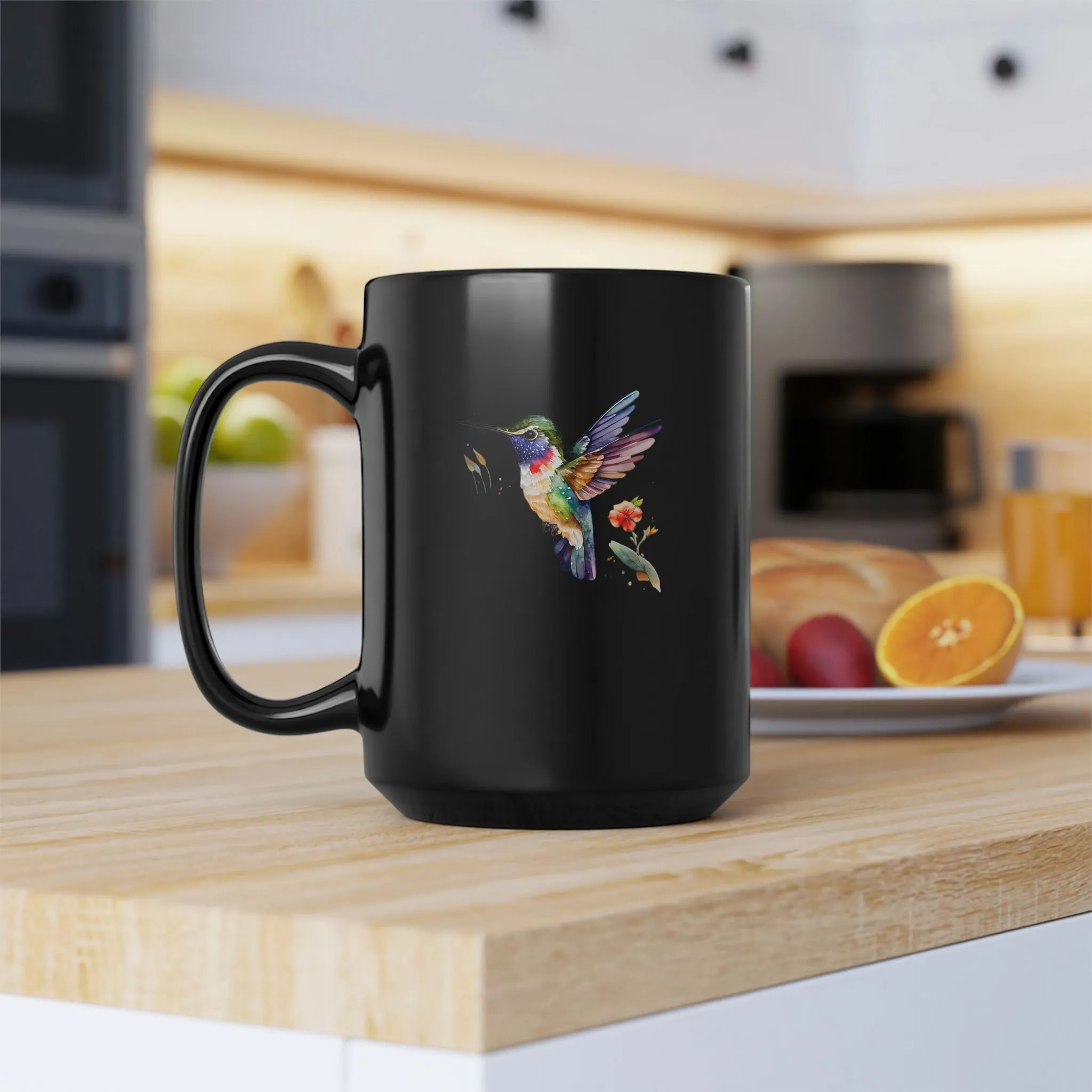 Cute Hummingbird 5 - Black Mug, 15oz