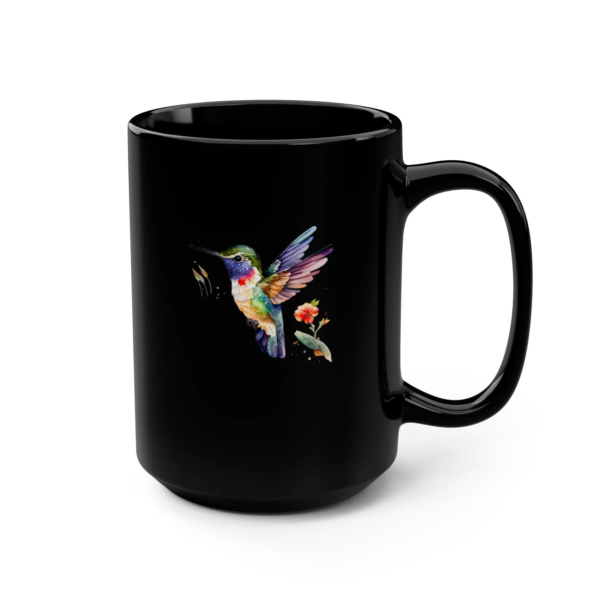 Cute Hummingbird 5 - Black Mug, 15oz