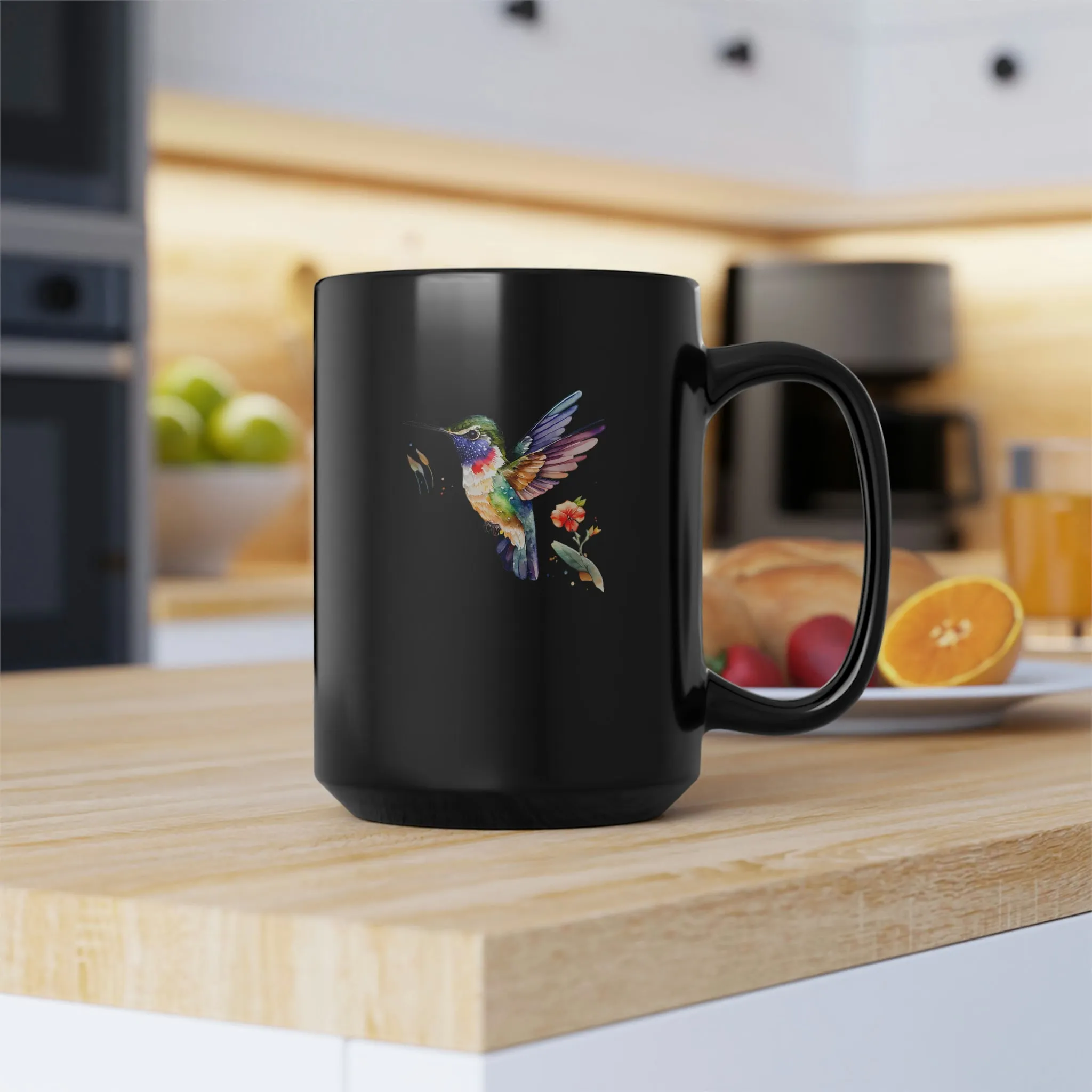 Cute Hummingbird 5 - Black Mug, 15oz