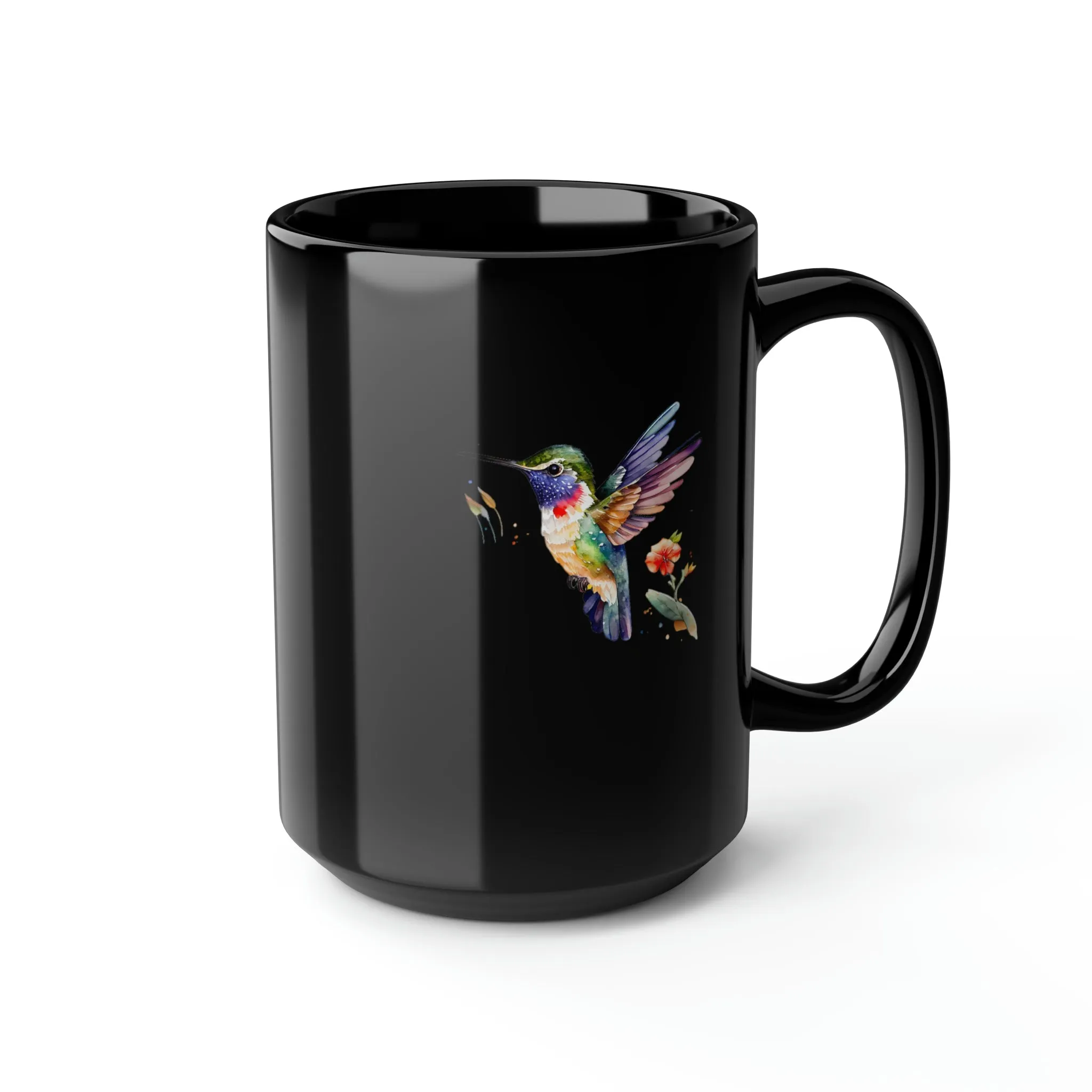 Cute Hummingbird 5 - Black Mug, 15oz