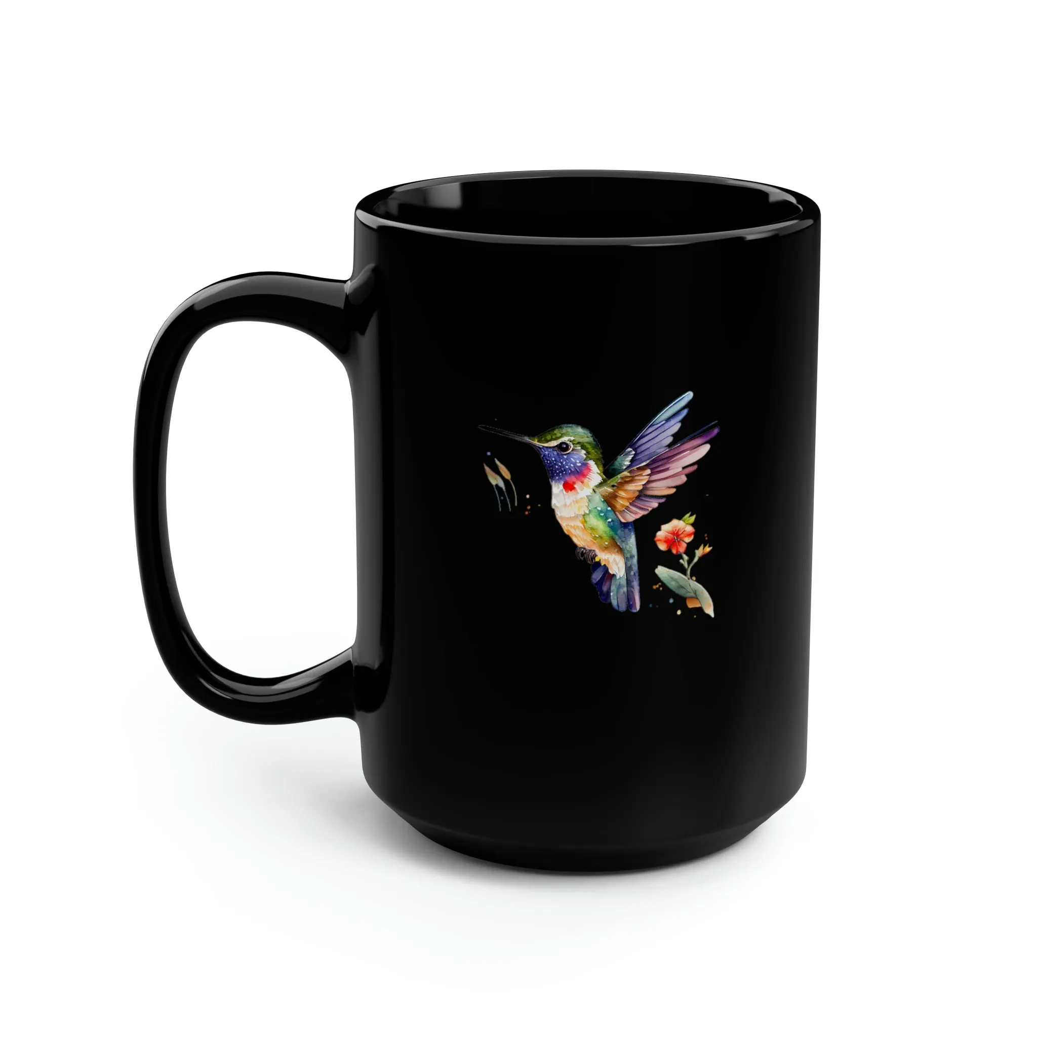 Cute Hummingbird 5 - Black Mug, 15oz