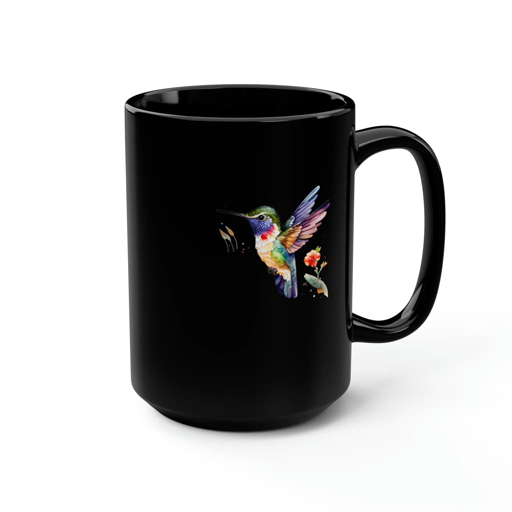 Cute Hummingbird 5 - Black Mug, 15oz