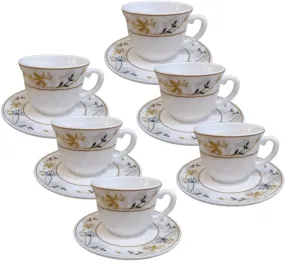 Danny Home's 6-Piece Opal ware Turkish Coffee Cup and Saucer Set Tea Service 6 x Coffee Cups with 6 x Saucers for 6 People