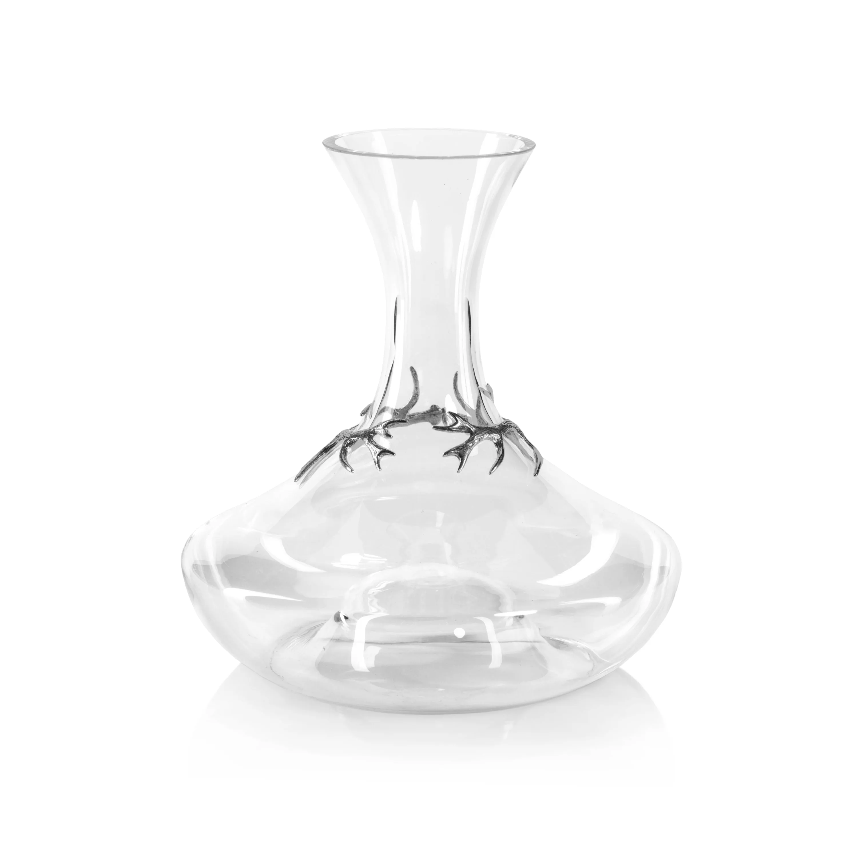 Davos Glass Wine Decanter with Pewter Antler